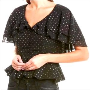 ROSEWATER REMI SWISS SILVER POLKA DOT TOP